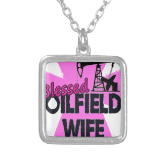 Blessed Oilfield Wife Pink Cross Silver Plated Necklace