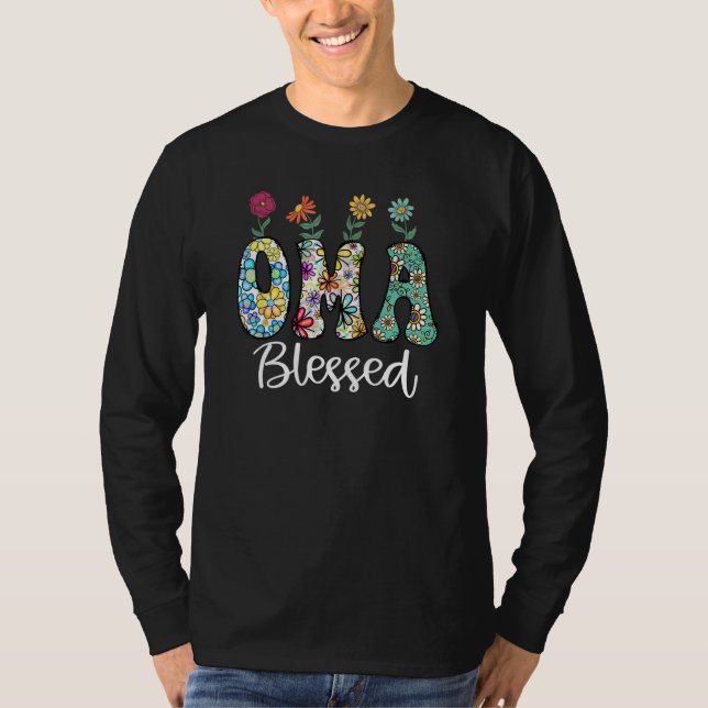 Blessed OMA Grandma Flowers Sunflower Mother s Day T-Shirt (Front)