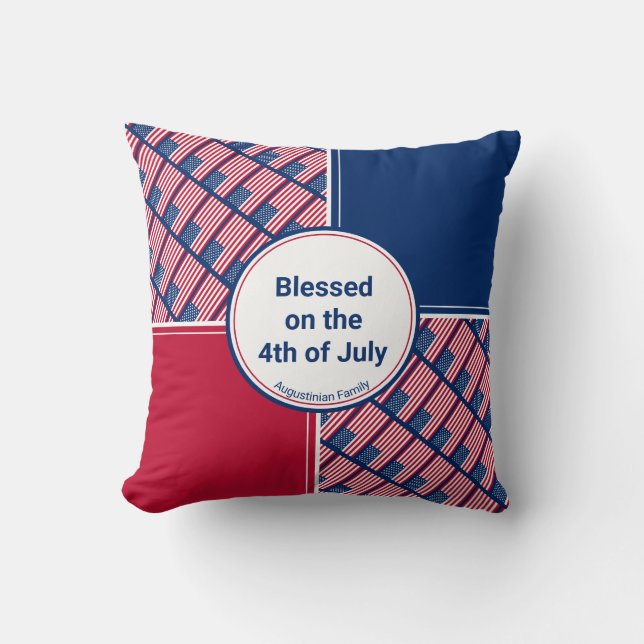 BLESSED ON 4TH JULY THROW PILLOW (Front)