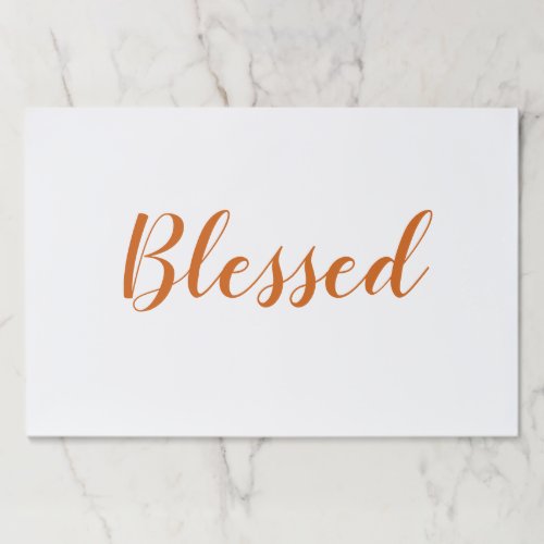 Blessed orange script thanksgiving placemats