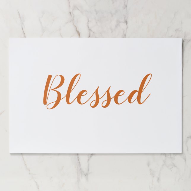 Blessed orange script thanksgiving placemats (Front)