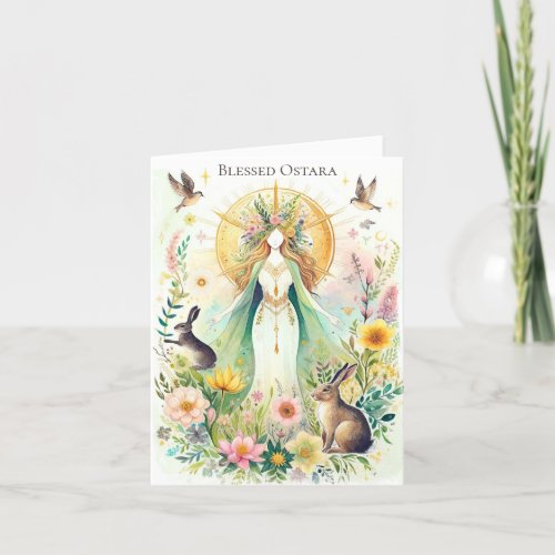 Blessed Ostara Pagan Wiccan Folded Holiday Card