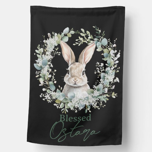 Blessed Ostara Rabbit Spring Easter House Flag (Front)