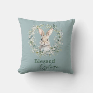Blessed Ostara Rabbit Spring Easter Throw Pillow