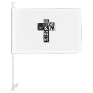 Blessed Papa Cross Christian Vintage Typography De Car Flag
