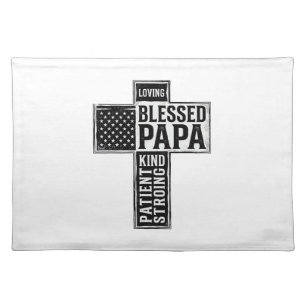 Blessed Papa Cross Christian Vintage Typography De Cloth Placemat