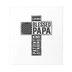 Blessed Papa Cross Christian Vintage Typography De Notepad