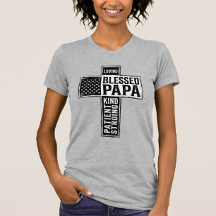 Blessed Papa Cross Christian Vintage Typography De T-Shirt