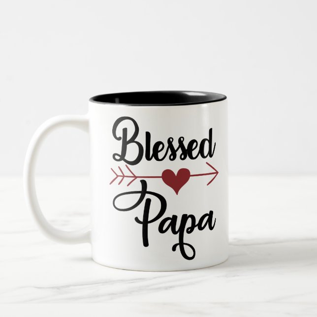 blessed papa Two-Tone coffee mug (Left)