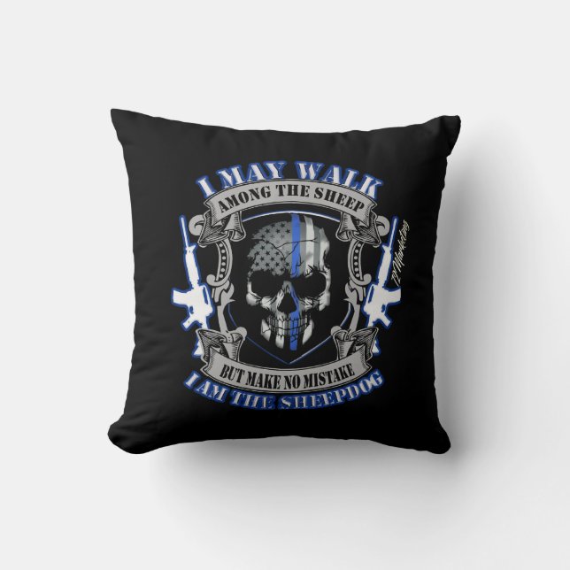 Blessed peacemakers Thin Blue Line Police Pillow (Front)