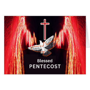 Blessed Pentecost Dove in Flight with Fire Cards