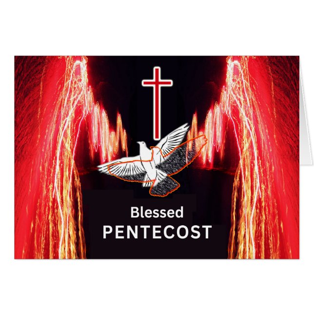 Blessed Pentecost Dove in Flight with Fire Cards (Front Horizontal)