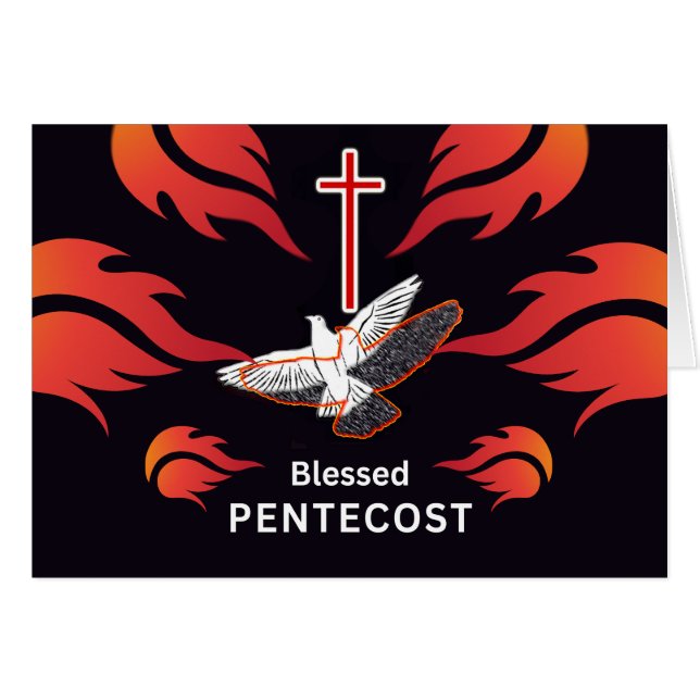 Blessed Pentecost with Scripture Acts 2 Cards (Front Horizontal)