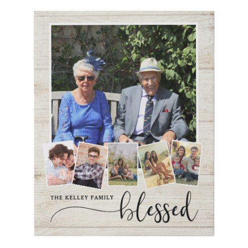 Blessed Personalized 6 Photo Family Collage Faux Canvas Print