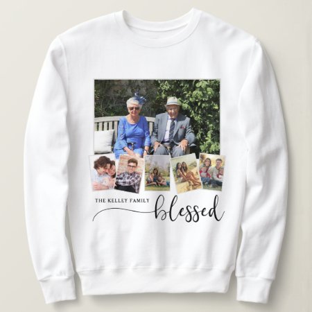 Blessed, Personalized 6 Photo Family Collage Sweatshirt
