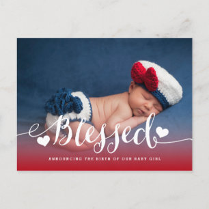 Blessed   Photo Baby Birth Announcement
