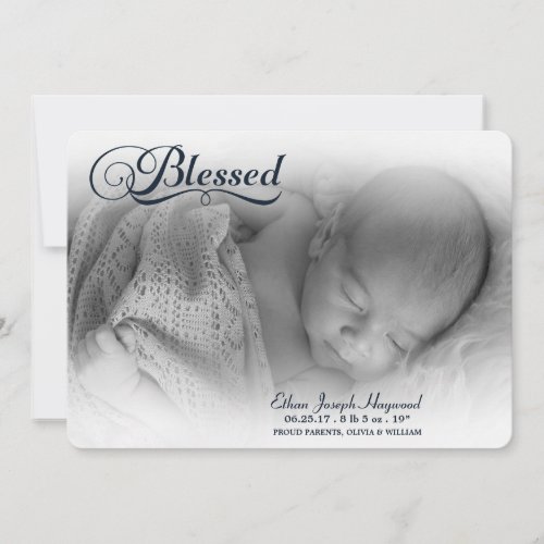Blessed Photo Boy Birth Announcement Soft Overlay