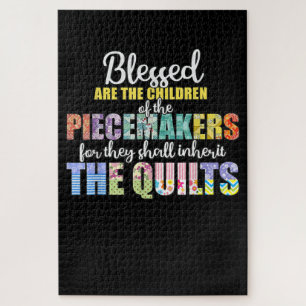 Blessed Piecemakers Children Funny Quilting Jigsaw Puzzle