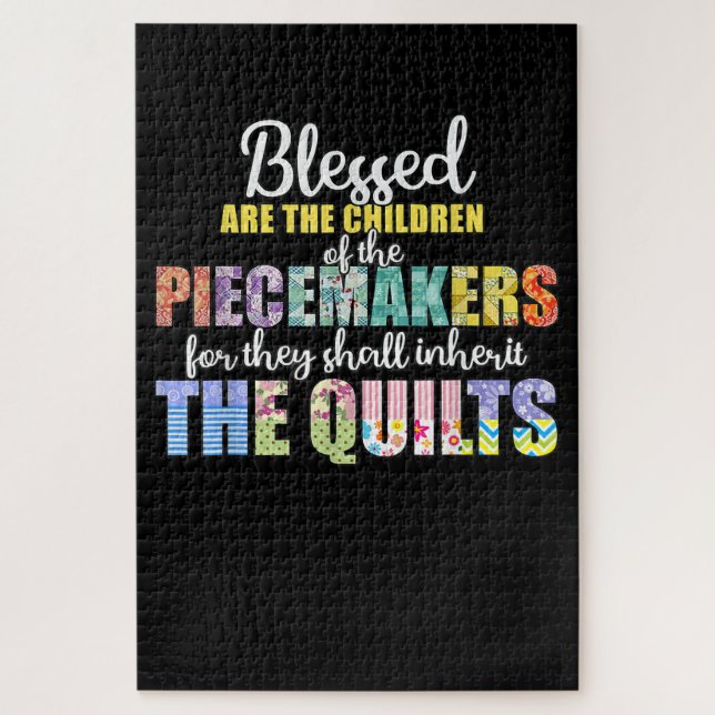 Blessed Piecemakers Children Funny Quilting Jigsaw Puzzle (Vertical)