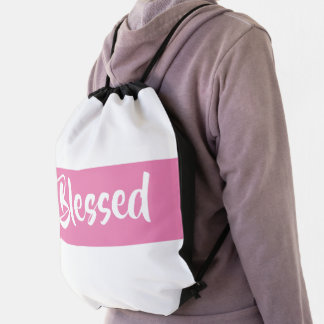 Blessed Pink Drawstring Bag