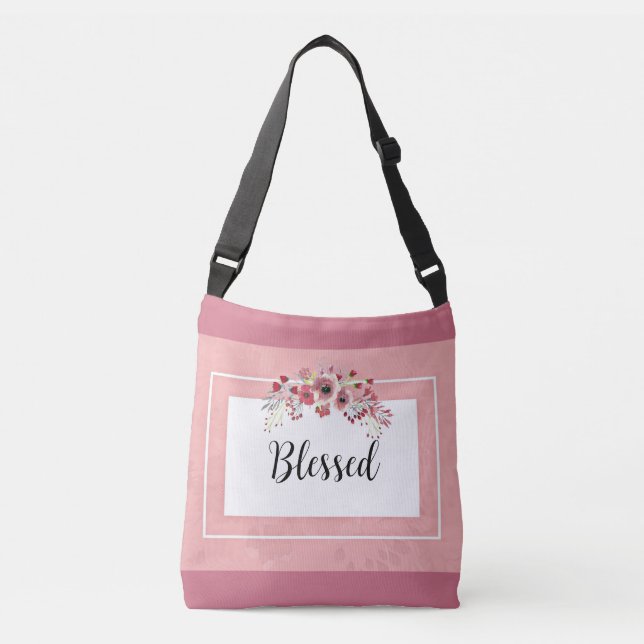 Blessed Pink Floral Country Pink and White Crossbody Bag (Front)