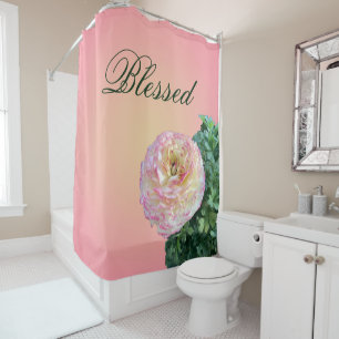 Blessed Pink Floral Shower Curtain