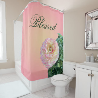 Blessed Pink Floral Shower Curtain