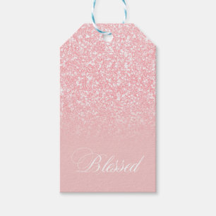 Blessed Pink Glitter Color F3C0C0 Add Your Name Gift Tags