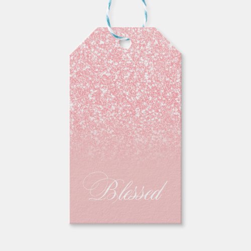 Blessed Pink Glitter Color F3C0C0 Add Your Name Gift Tags