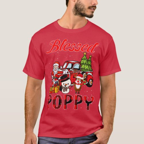 Blessed Poppy Red Plaid Christmas T_Shirt