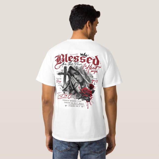 Blessed Pray For Me Christian Faith Graphic  T-Shirt (Back Full)