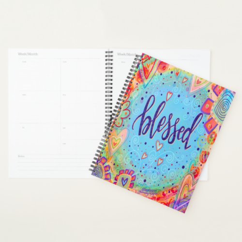 Blessed Pretty Floral Blue Inspirational Trendy Planner