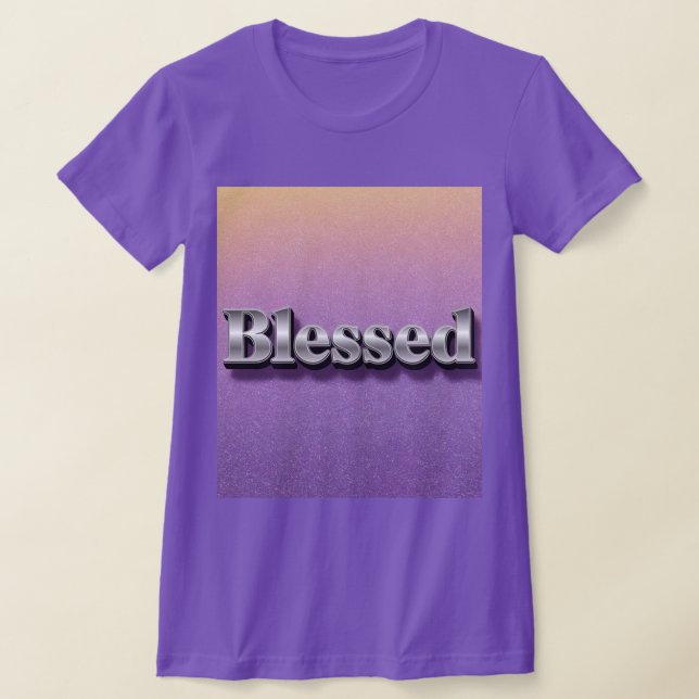 Blessed Purple Glitter Slim Fit T-Shirt (Laydown)