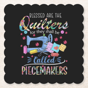 Blessed Quilters Piecemakers Quilting Sewing Gift Paper Coaster
