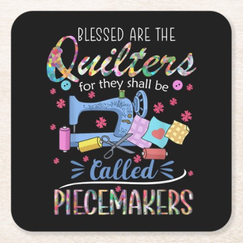 Blessed Quilters Piecemakers Quilting Sewing Gift Square Paper Coaster