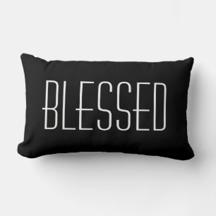 Blessed Quote Black and White Decorative Lumbar Pillow