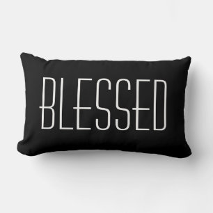 Blessed Quote Black and White Decorative Lumbar Pillow