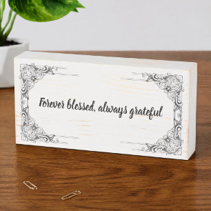 Blessed Quote Black Elegant Frame Rustic White  Wooden Box Sign