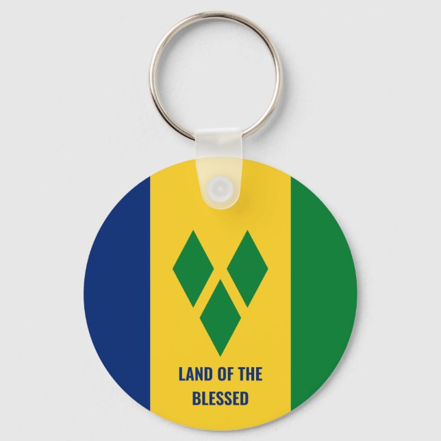 Blessed | Quote St Vincent and the Grenadines Flag Keychain (Front)