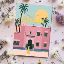 Blessed Ramadan Moroccan Mosque Greeting Card