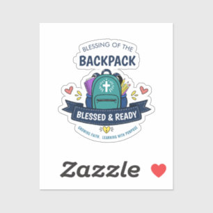 Blessed & Ready Backpack Blessing Sticker for Stud