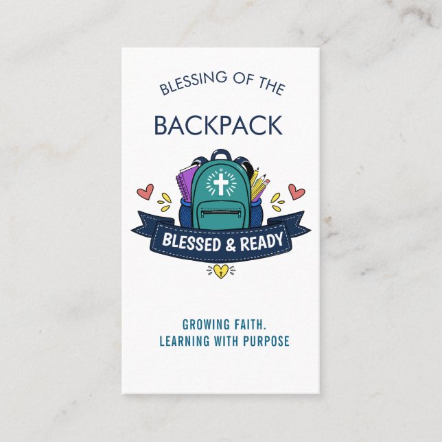 Blessed & Ready Backpack Blessing Sticker for Stud Business Card (Front)