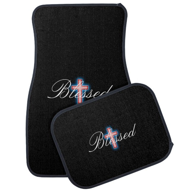 Blessed Red Cross Black Background Car Floor Mat (Set)