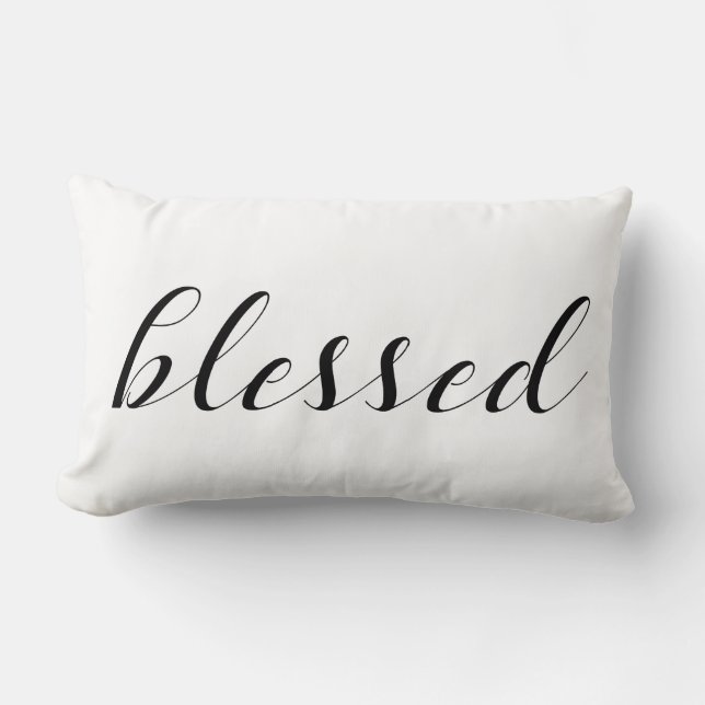 Blessed - Religious Blessings Gratitude Quote Lumbar Pillow (Front)