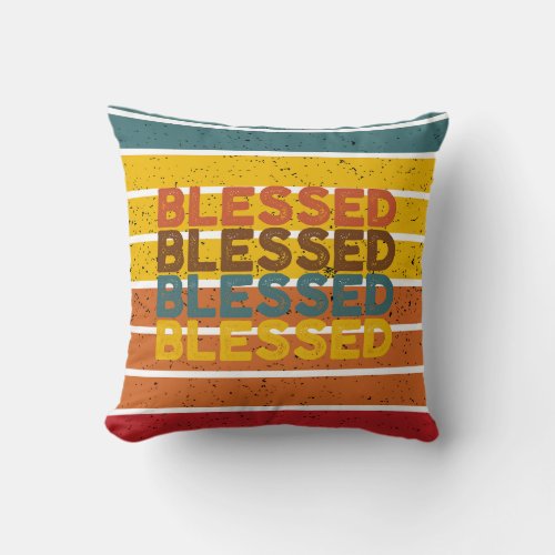 Blessed Retro Vintage Sunset Throw Pillow