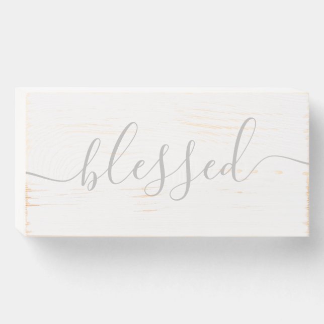 Blessed Rustic Wall Art Decor Gray Wooden Box Sign (Front Horizontal)