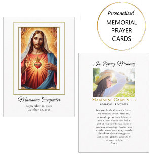 Blessed Sacred Heart Jesus Memorial Prayer Card   