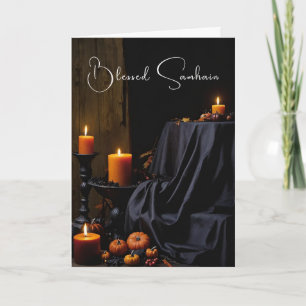Blessed Samhain Halloween Pumpkin Candles Card