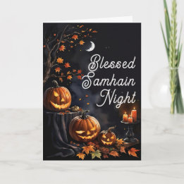 Blessed Samhain Night Halloween Pumpkins Fall Card