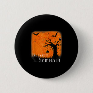 Blessed Samhain Wiccan Celtic Pagan Halloween Witc Button